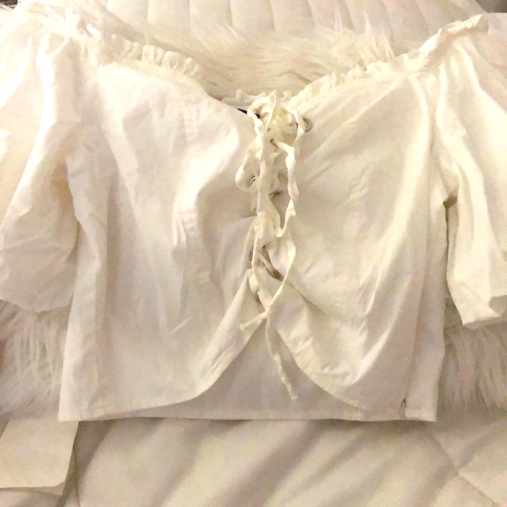 Off shoulder white top